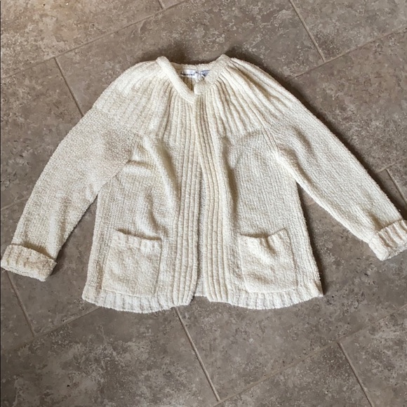 VINTAGE cream open nubby cardigan soft chunky boucle - Picture 2 of 10